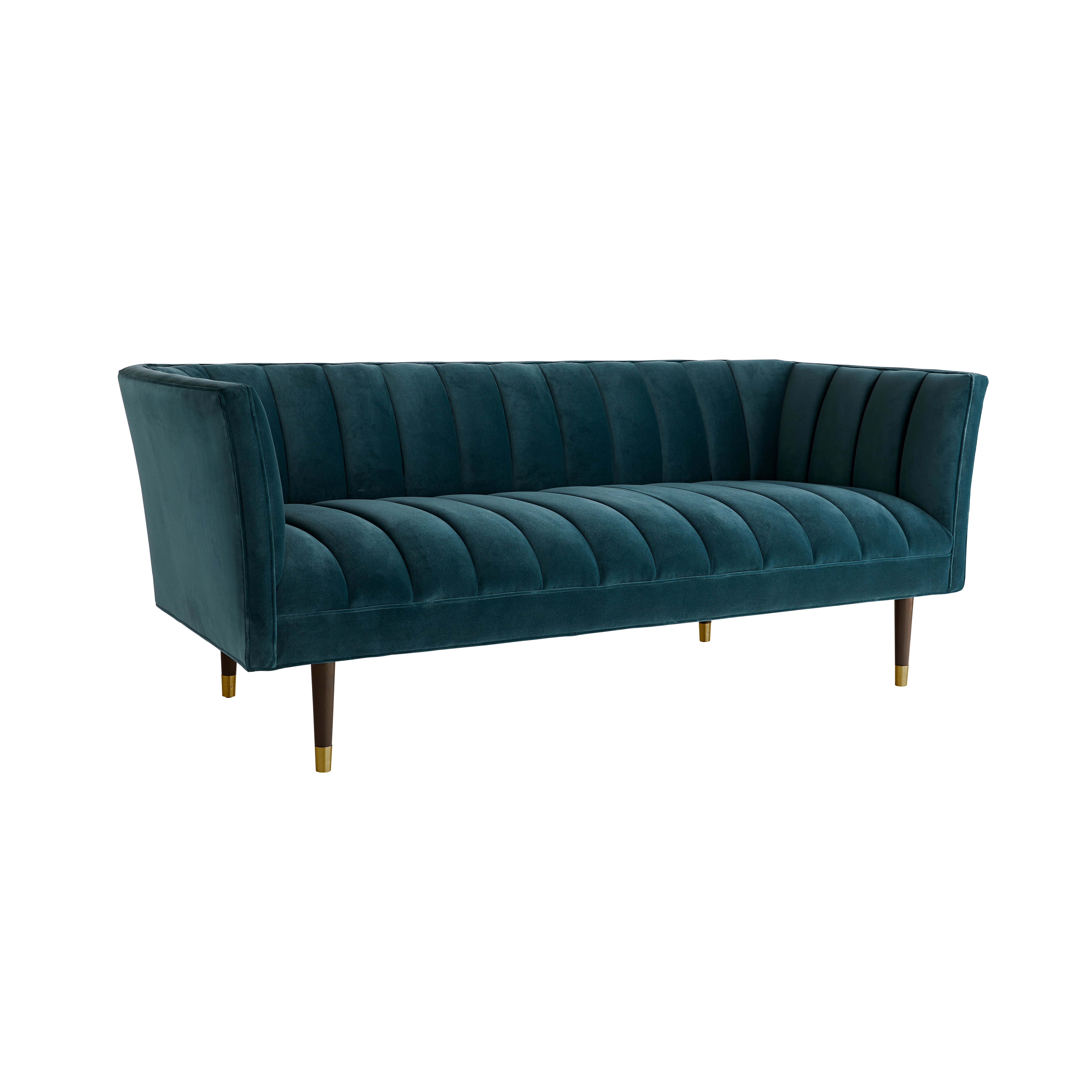 Christophe Sofa Peacock Velvet Dark Walnut
